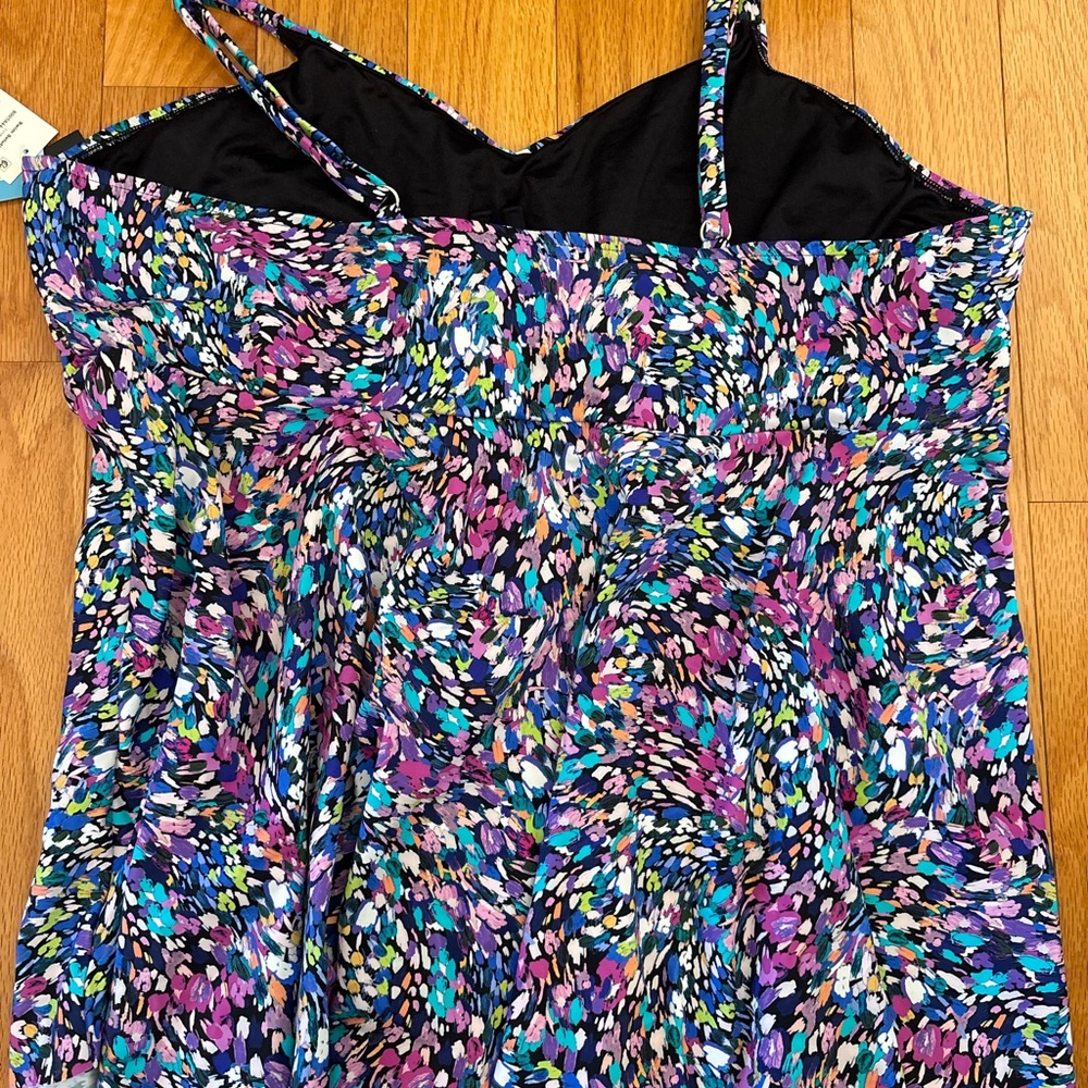 Swim Solutions Women's Multicolor Floral Swim Top - Blue, Purple, Pink - Picture 4 of 4